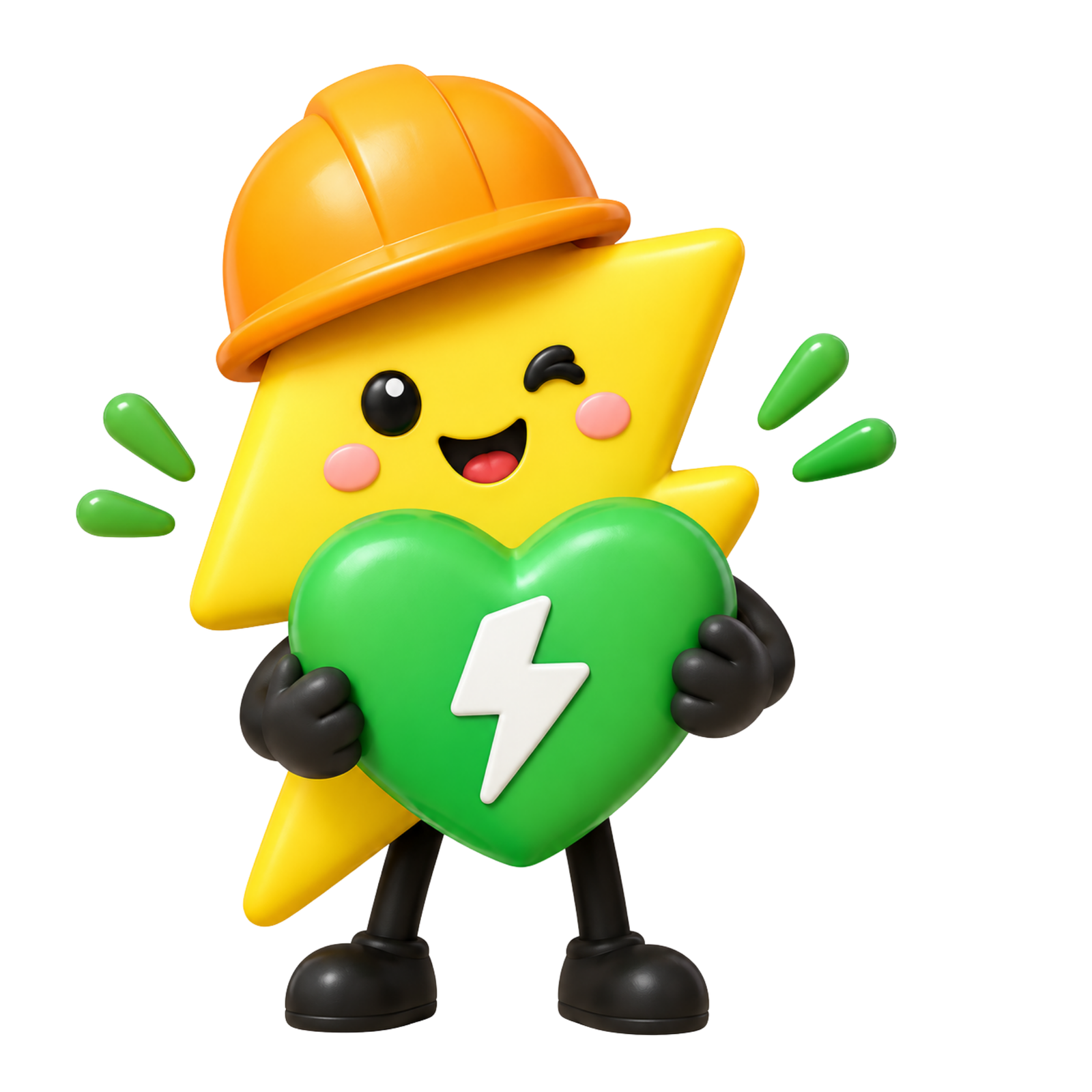 Maskot GRID·ID memegang hati hijau