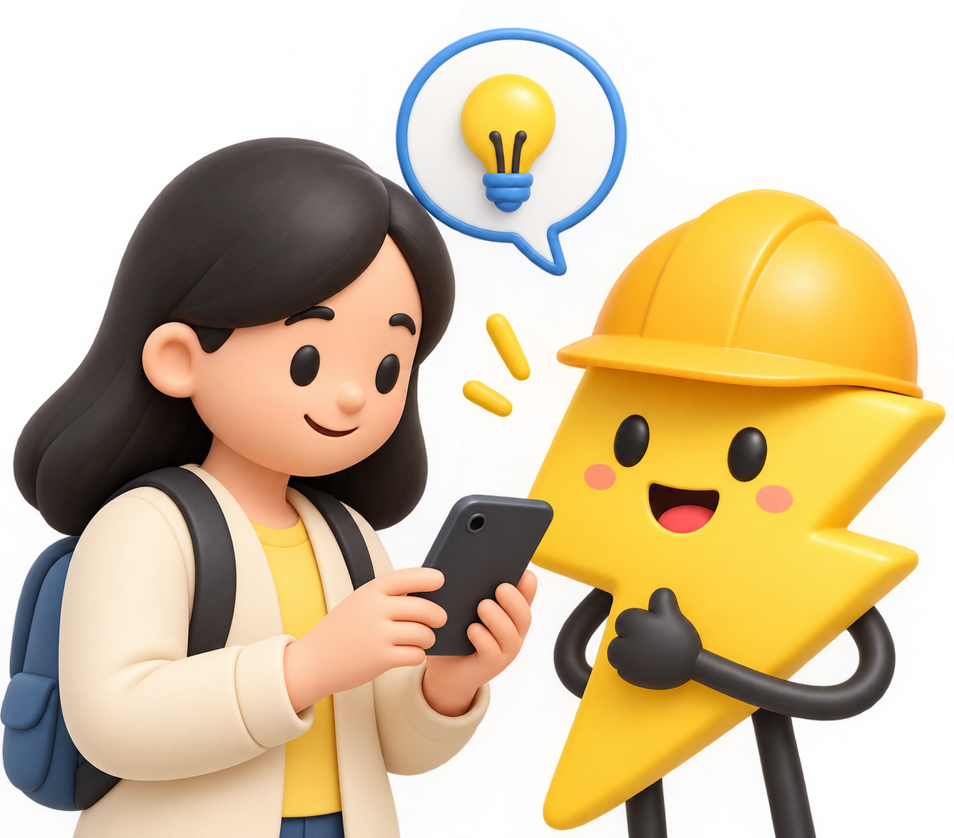 Maskot GRID·ID dan warga mengecek risiko listrik